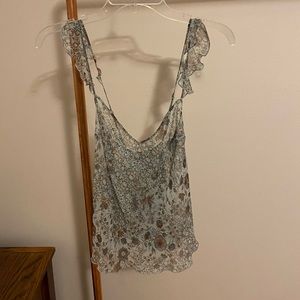 Sheer green floral tank top